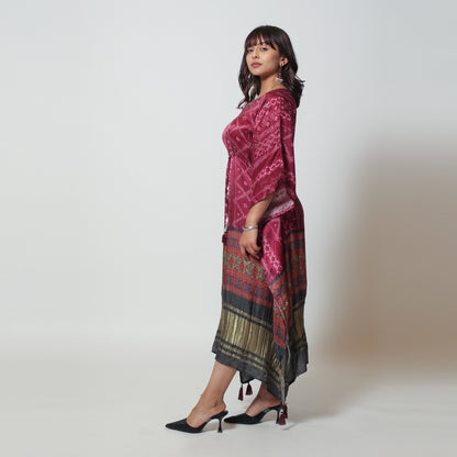 Wine Gaji Silk Kaftan - Effortlessly Chic