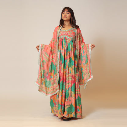 Gazri Breeze Spaghetti Gown with Dupatta