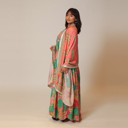 Gazri Breeze Spaghetti Gown with Dupatta