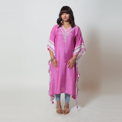 Pink Muzlin Kaftan - Feminine and Flattering