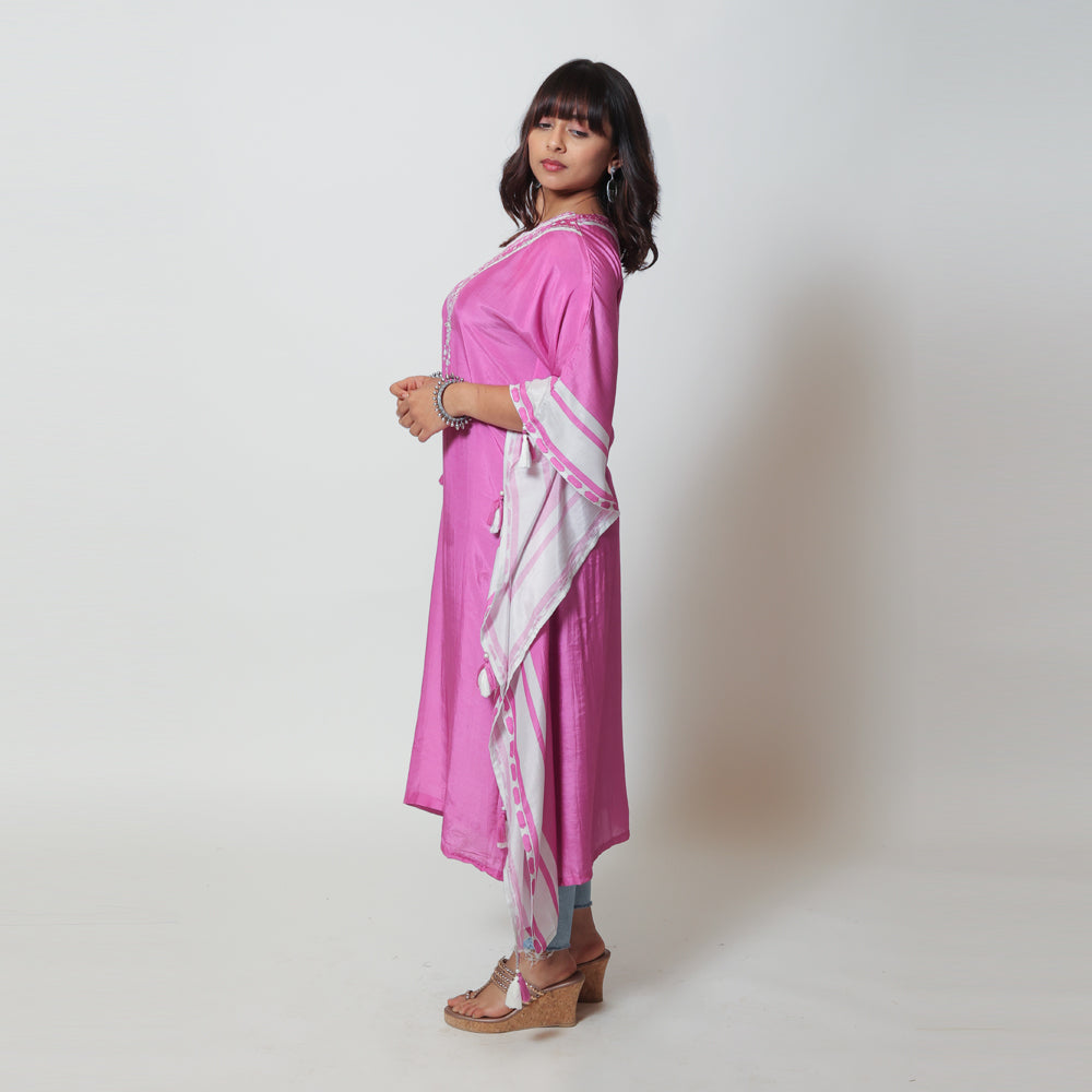 Pink Muzlin Kaftan - Feminine and Flattering