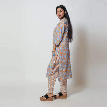 Rust Cotton Kurta Pant Set