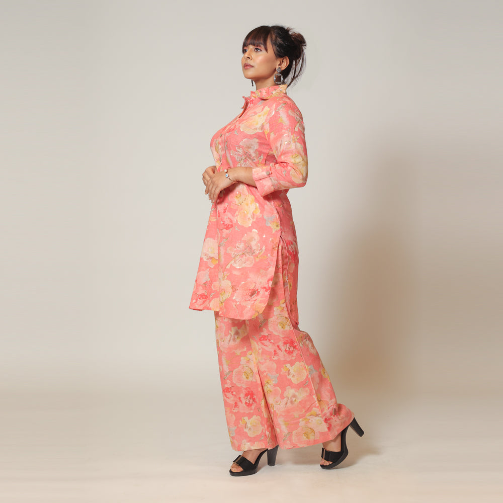 Peachy Keen Cotton Linen Co-ord Set