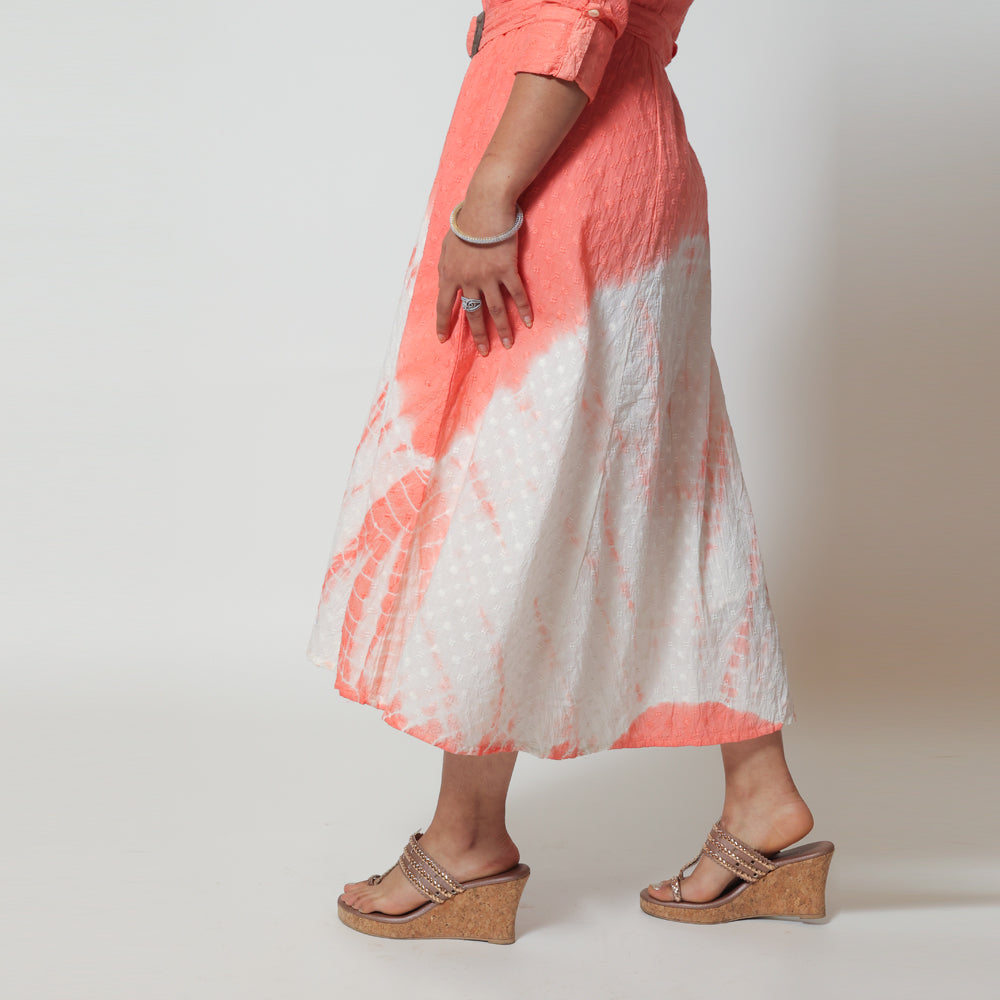 Peachy White Cotton Summer Dress