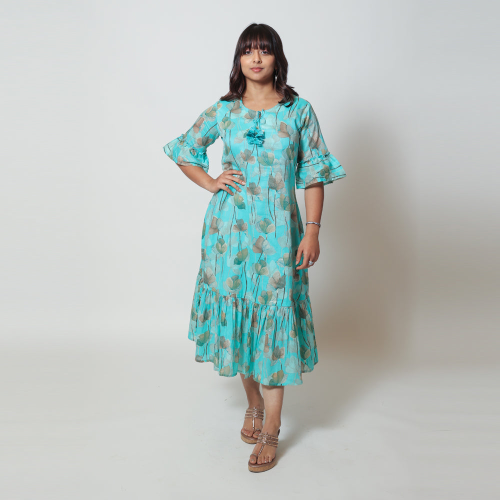 Rama Green Cotton Summer Dress