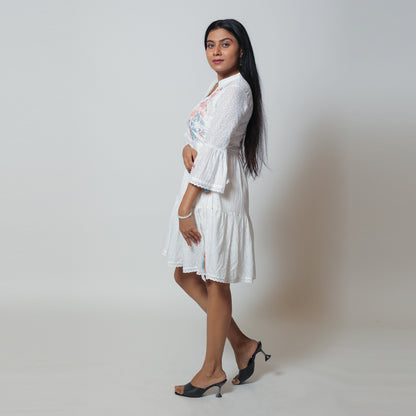 White Cotton Midi Summer Dress